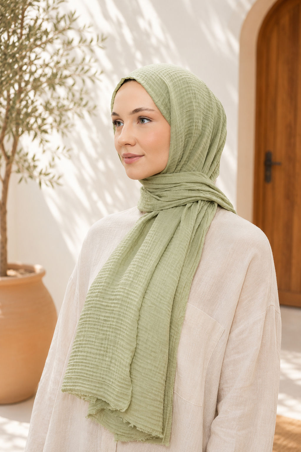 Müslin Şal - Yeşil Çay