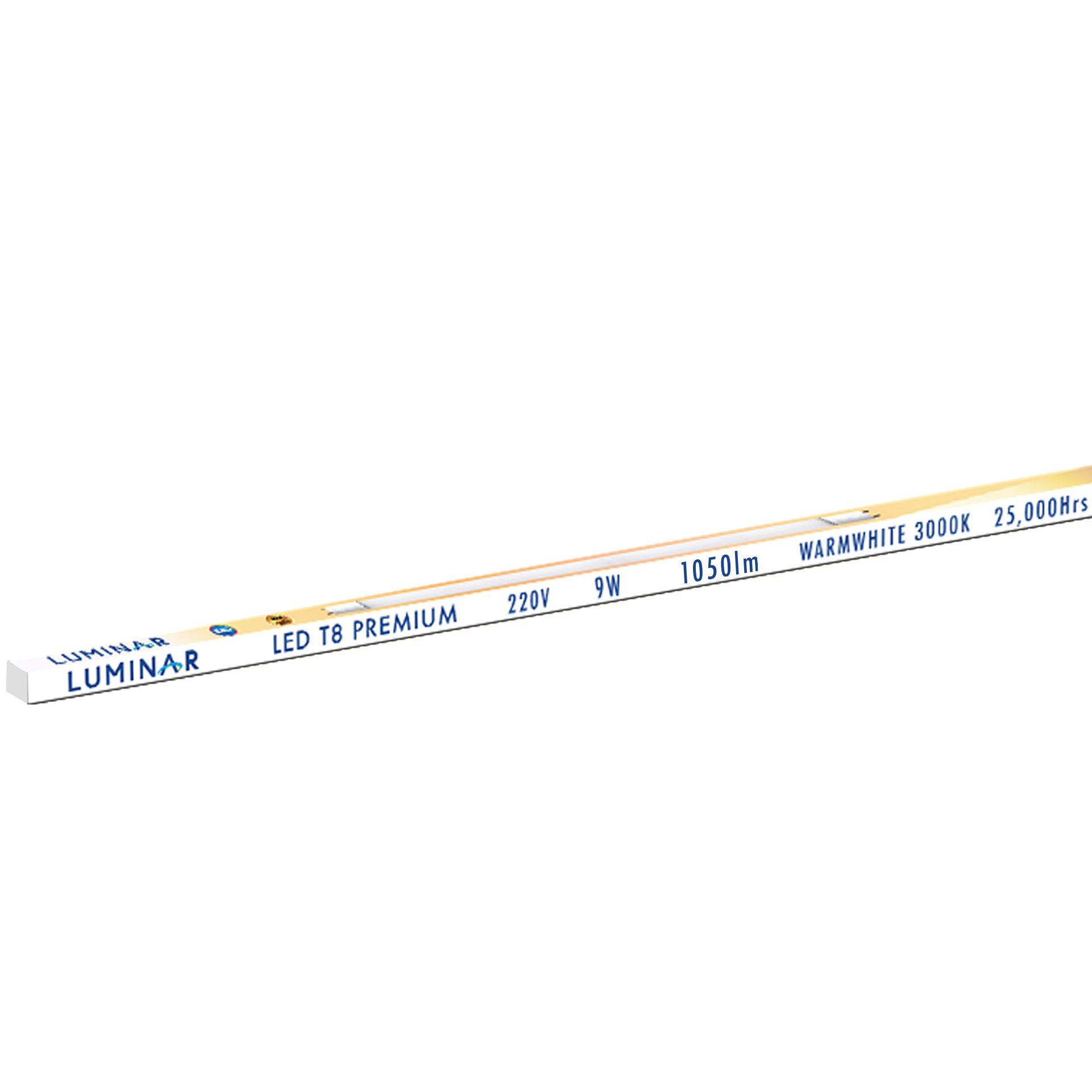 หลอด LED นีออน T8 9W LUMINAR 1050 lumen WARMWHITE