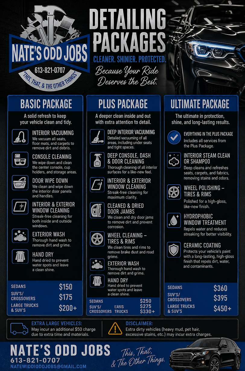 Car detailing packages
