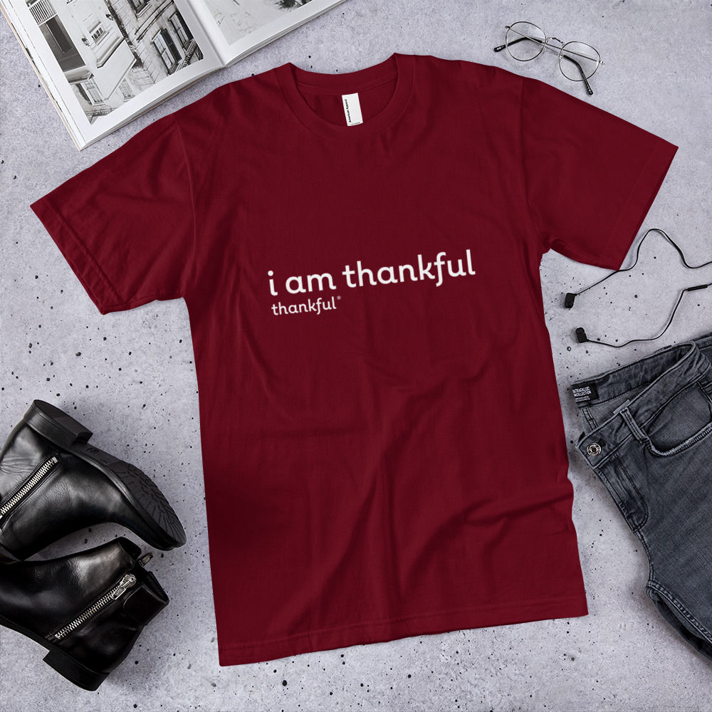“I am Thankful” Text Short Sleeve Men’s Jersey T-Shirt