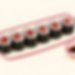 SPICY TUNA MAKI — six pieces on an illustrated crimson plate