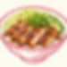 CHICKEN DON rice bowl in an illustrated crimson bowl