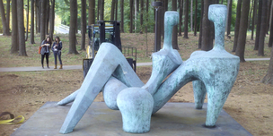 QUINNIPIAC FACILITIES WORKER RESCUED FROM THE PINE GROVE AFTER SPENDING THE NIGHT WITH THE STATUE