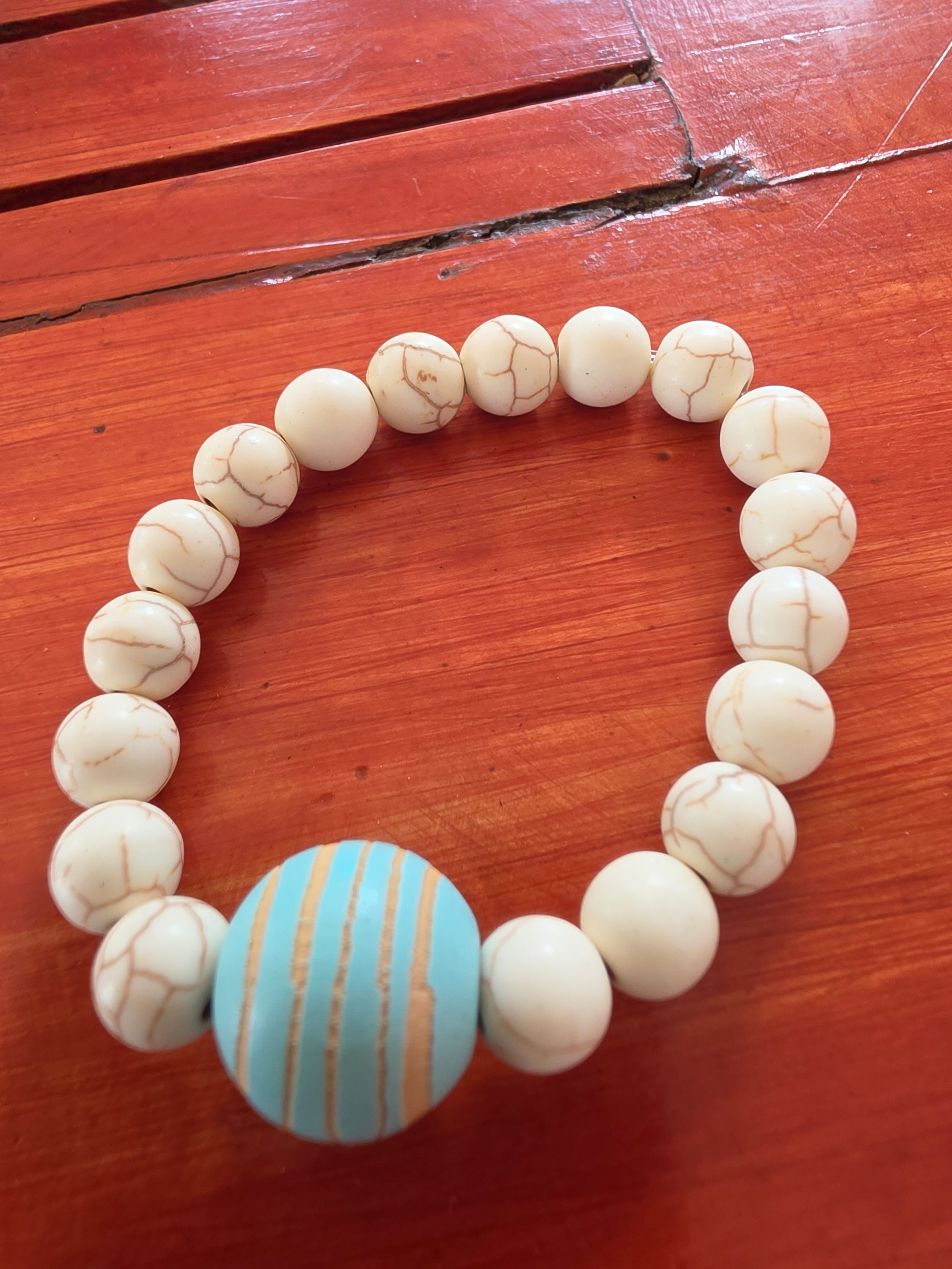 Serenity Sands – Ivory & Turquoise Statement Bracelet