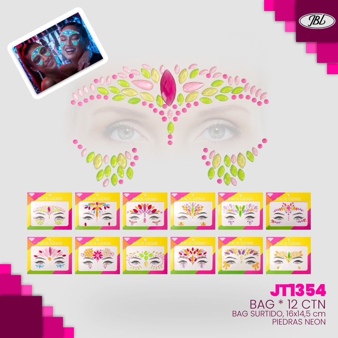 Gemas neón para el rostro - Bag * 12 ctn