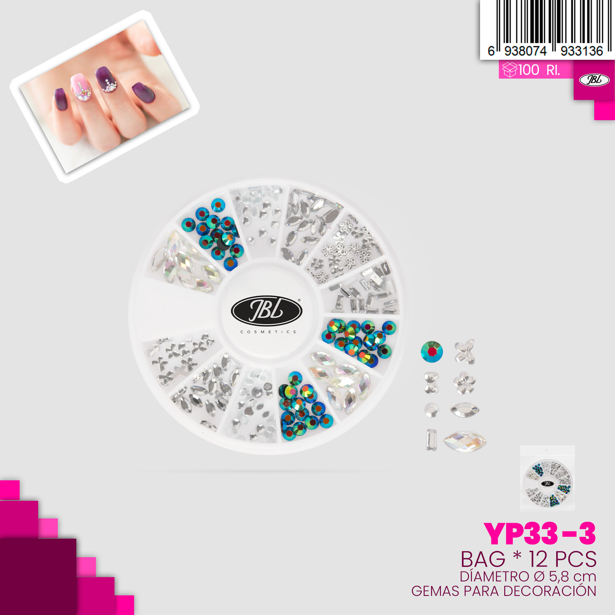 Gemas para decoración de uñas  - Bag * 12 piezas