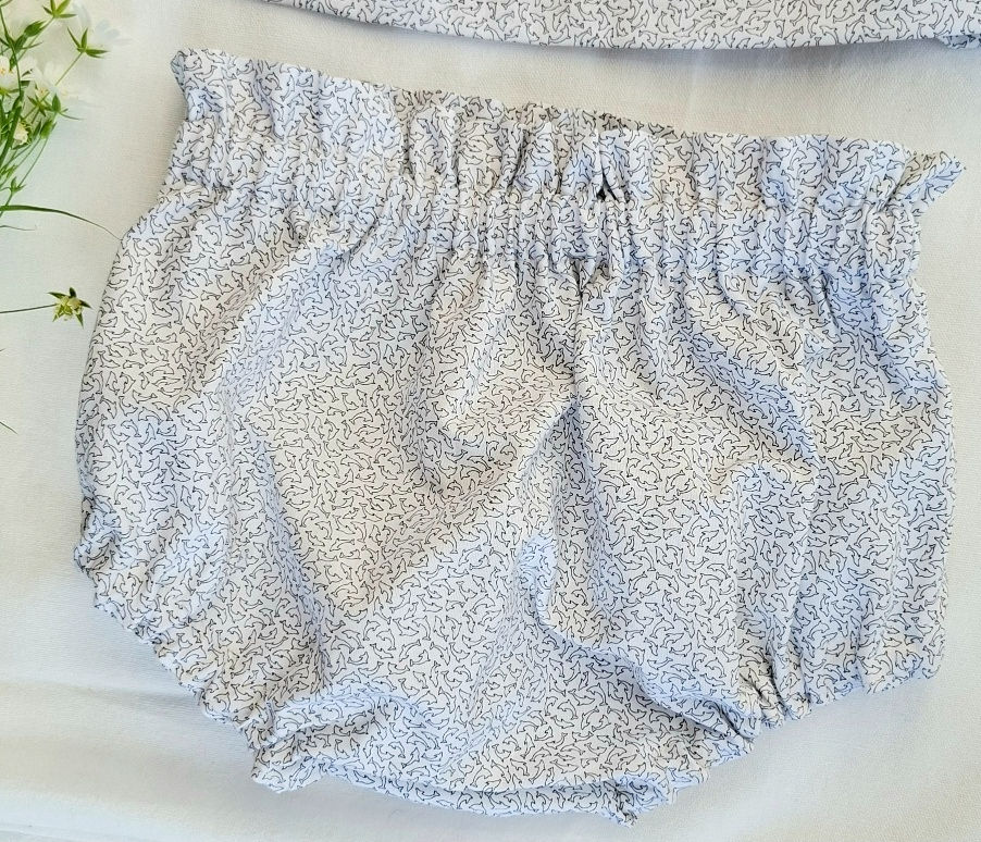 Miniature : Blouse & bloomer "Dauphin" 12 mois