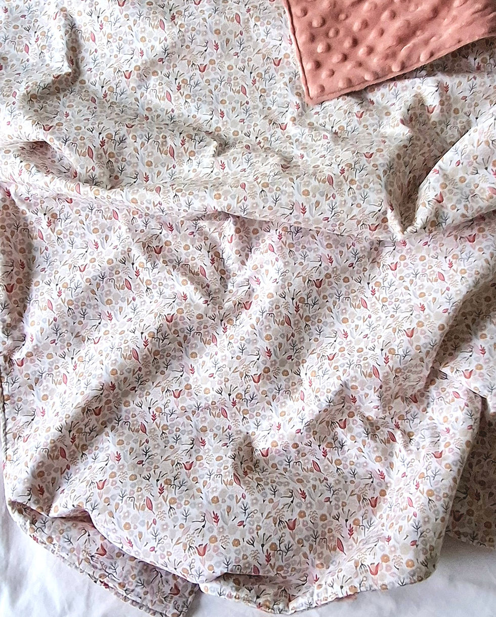 Miniature : Couette couverture "Flore" rose poudré