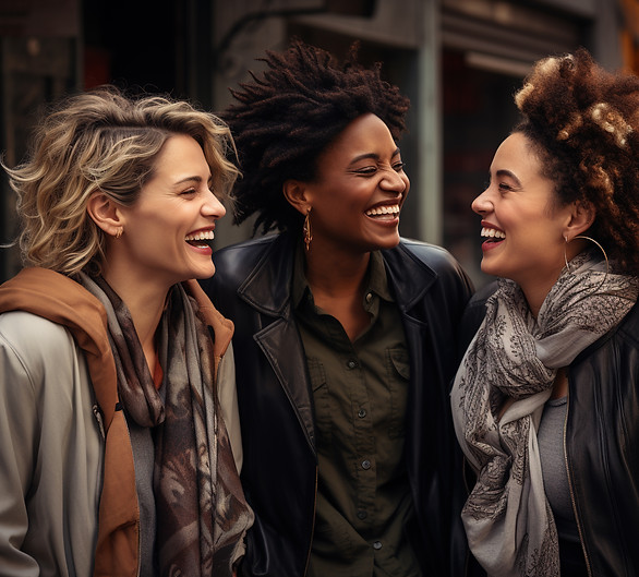 Women laughing and happy together