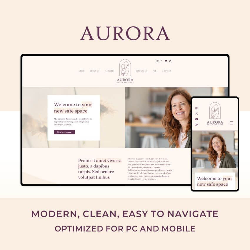 Aurora – Wix Website Template Design for Doulas and Therapists