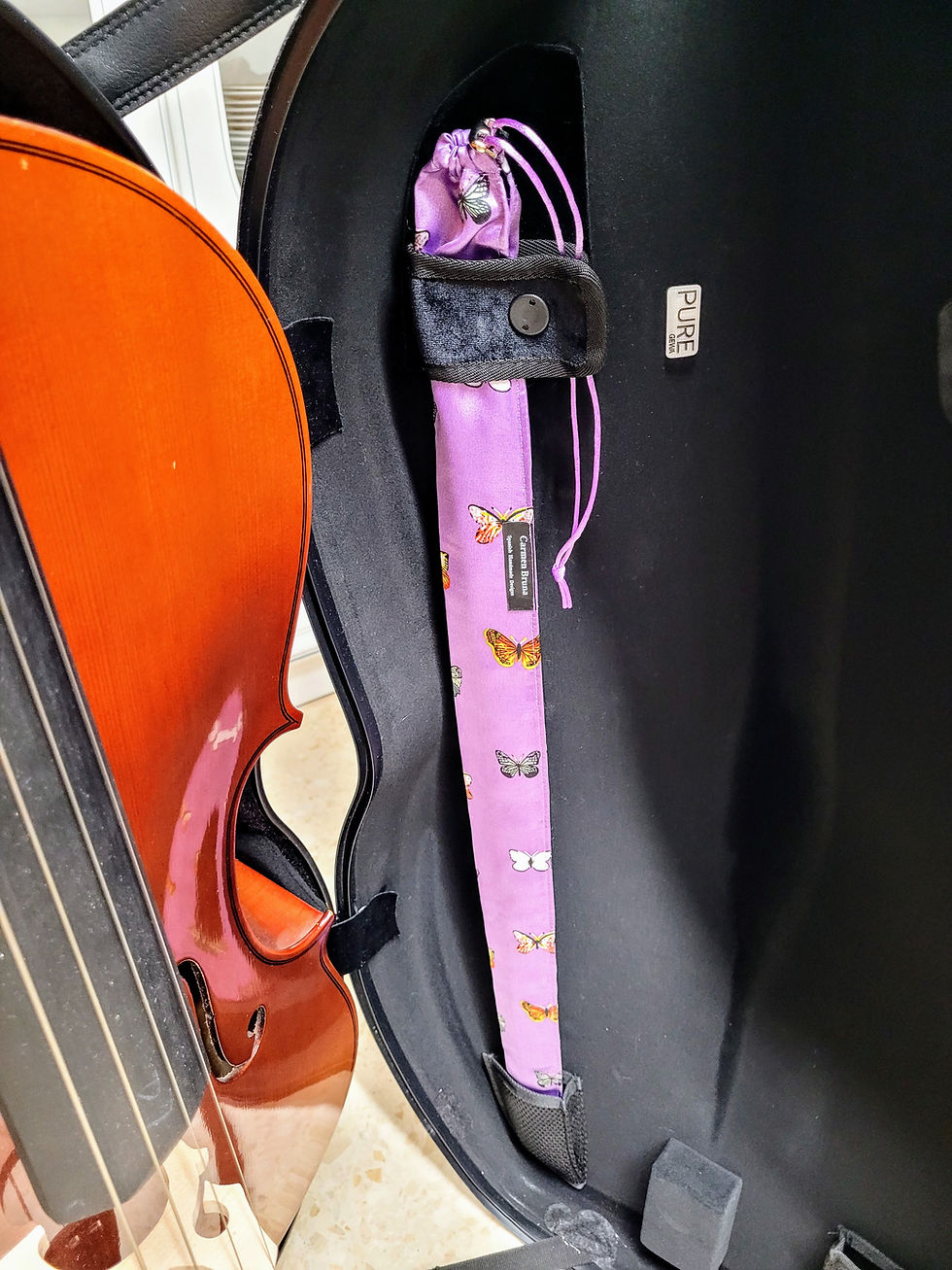 Thumbnail: Cello Bow Bag Mauve Butterflies
