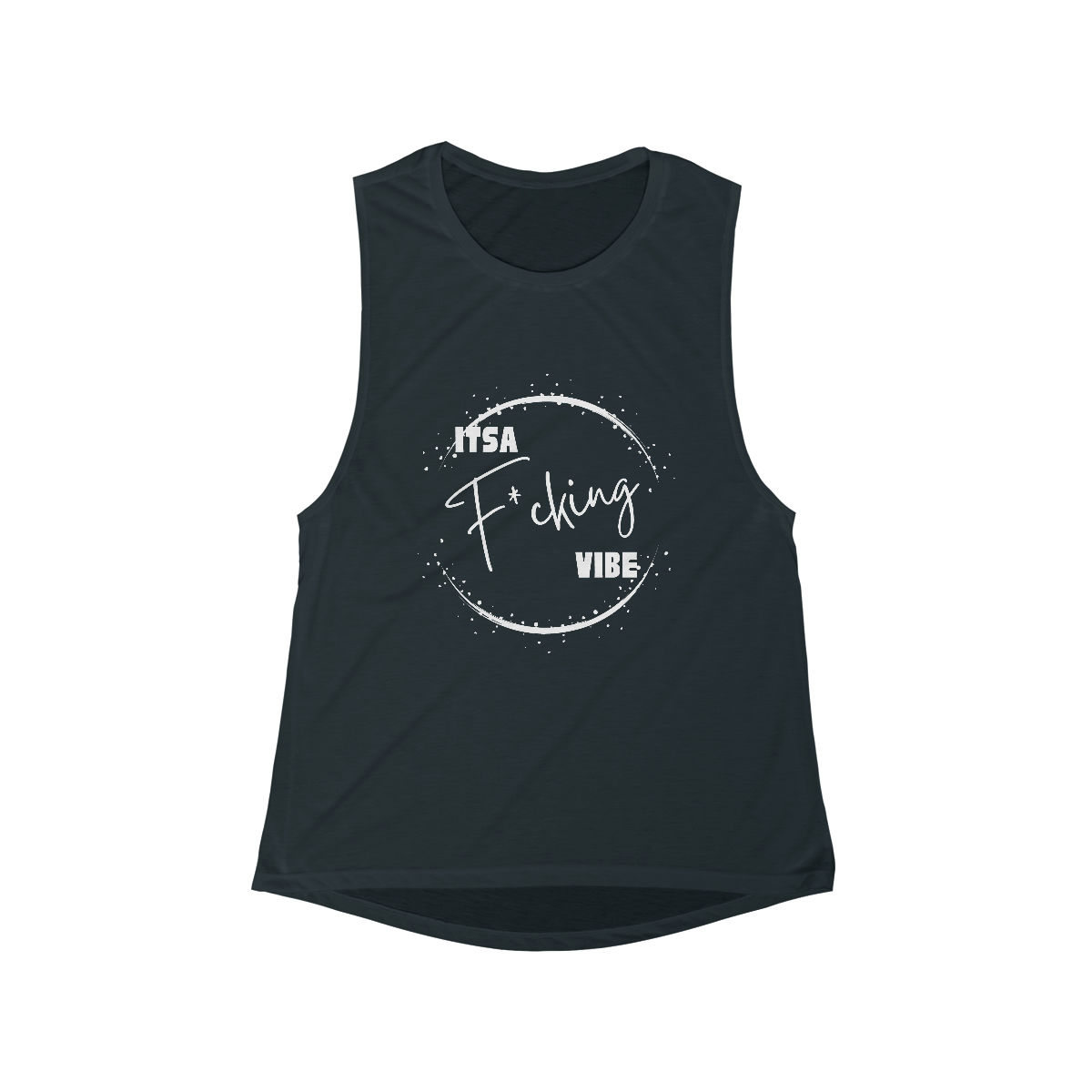 Women's Black Flowy Scoop Muscle Tank