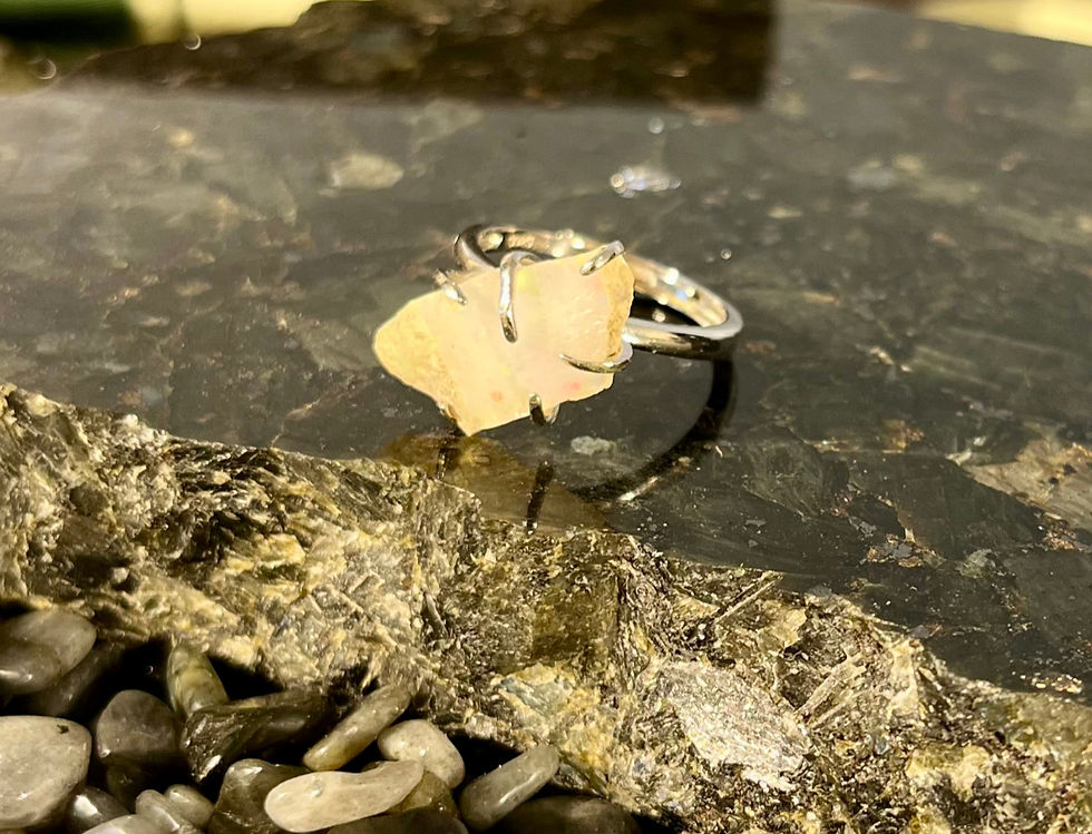 Thumbnail: Opal Ring set in .925 Sterling Silver adjustable ring
