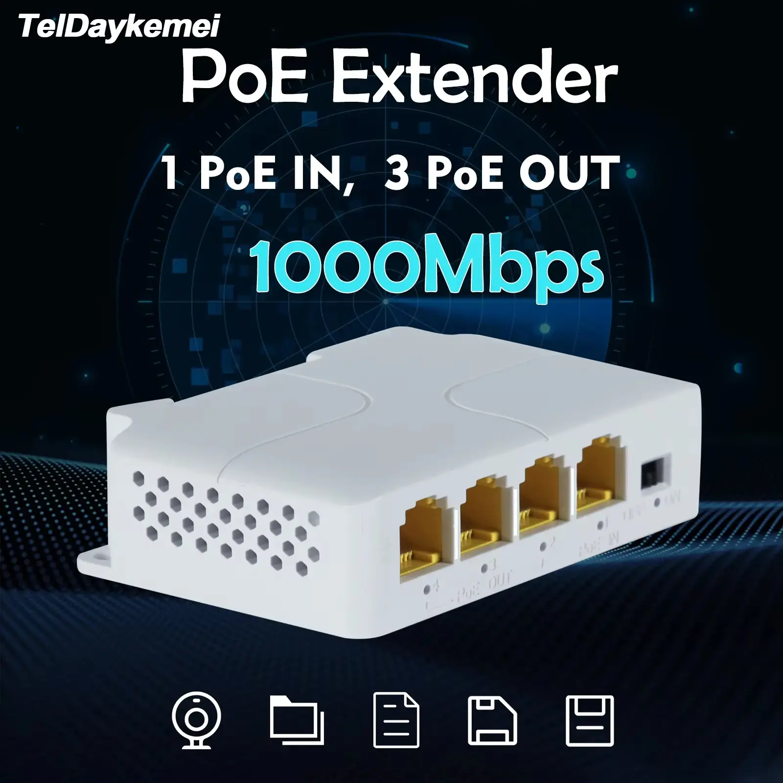 Switch réseaux pour extension de PoE 4 port 1000m