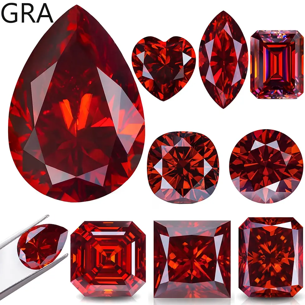 Choix de moissanites rouge de plusieurs forme et taille