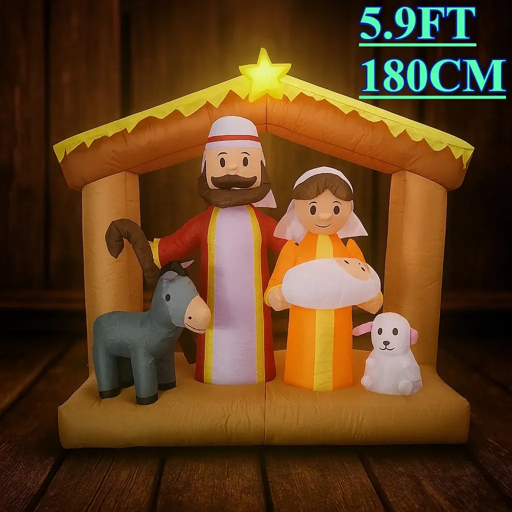 Crèche de naissance de Jesus gonflable géante à DEL de 5'.9" 1.8m