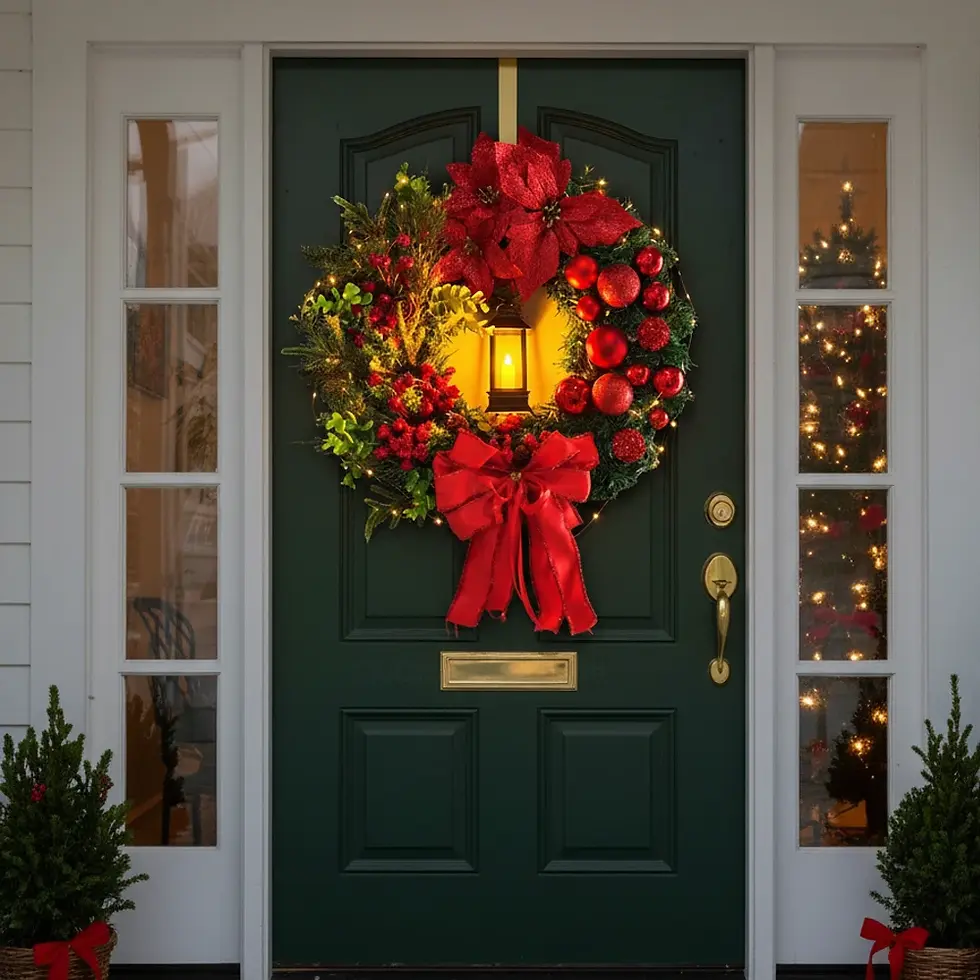 Couronne de baies rouges de noël pour porte d'entrée de 30cm