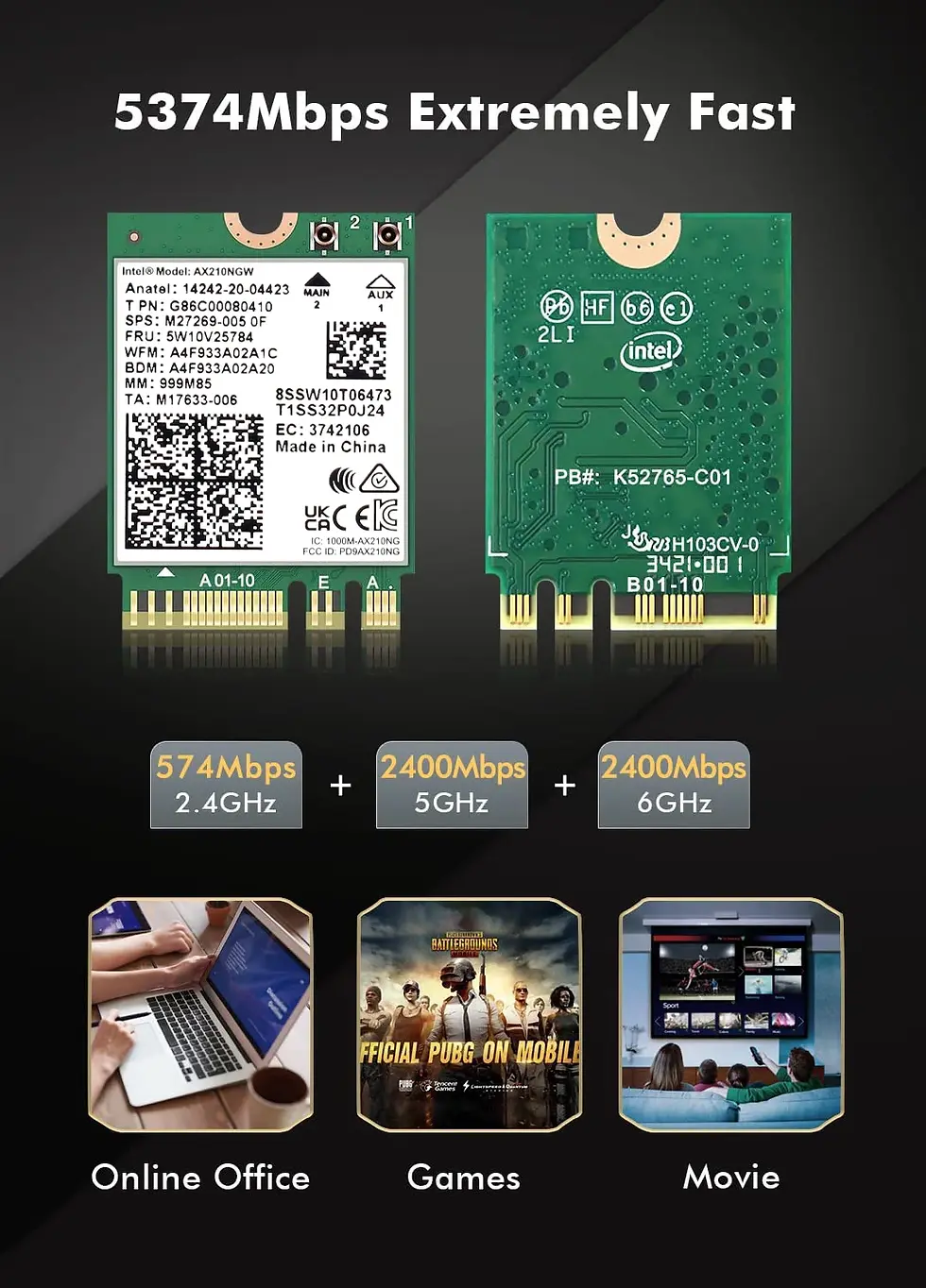 Miniature : Carte résaux san-fil AX210NGW WiFi 6 Bluetooth 5.3