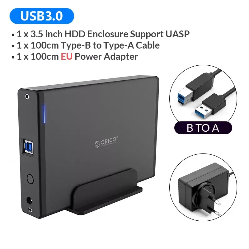 Miniature : Boitier externe USB3 à SATA pour disque dur de 2.5" et 3.5"