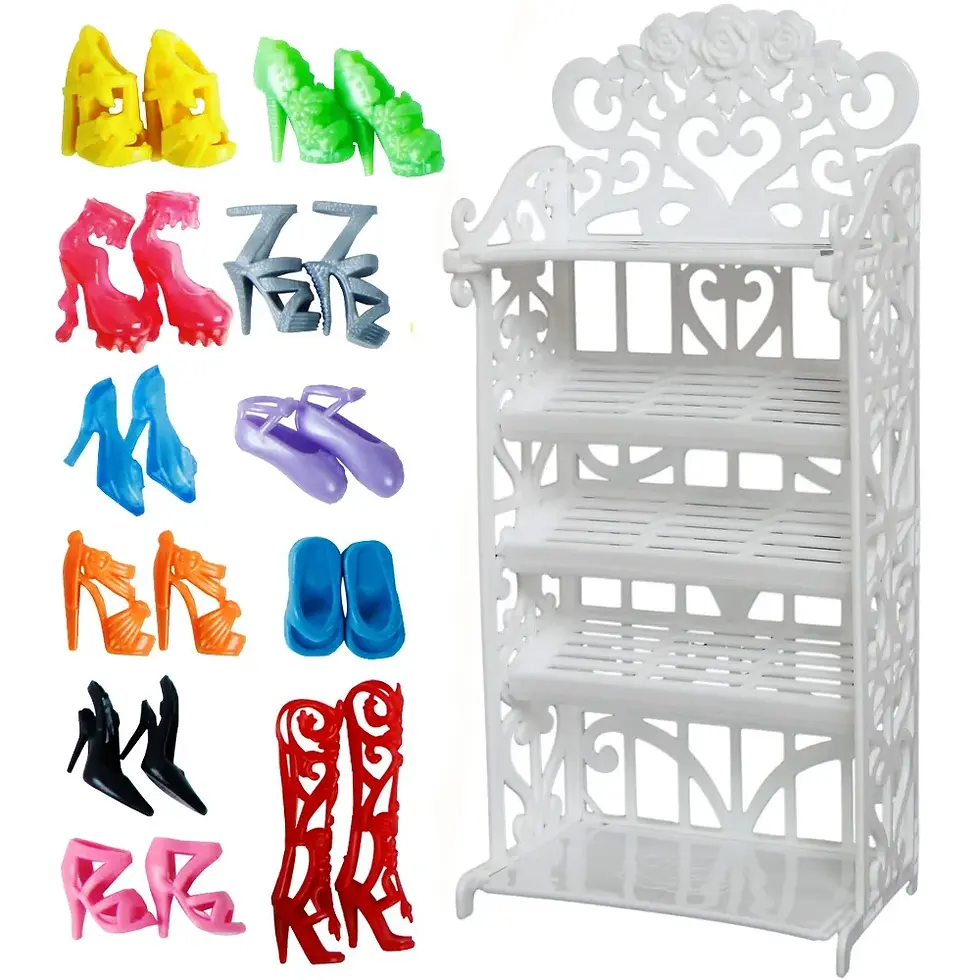 Miniature : Étagère a soulier et 12 soulier aléatoire pour poupée style Barbie