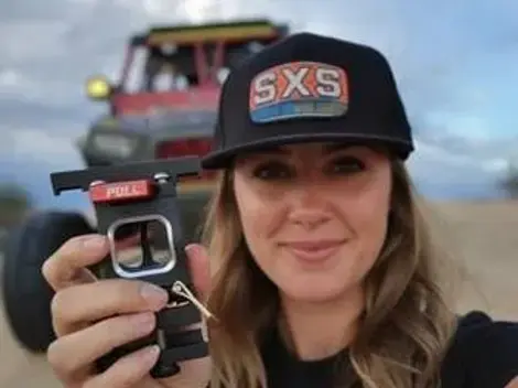 woman holding fire extinguisher and cvt mount