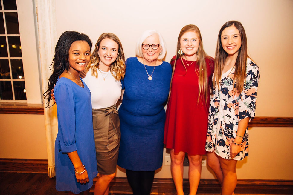 My wonderful team and Gamma Phi Beta International President, Annabel Jones. From left to right: Allecia Jones, Bailey Edrington, Annabel Jones, Emily Rogers, Hanna Harrison