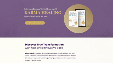 עמוד נחיתה באתר קיים, לקידום ספר KARMA HEALING | עדי ישראלי סטודיו לעיצוב ומיתוג