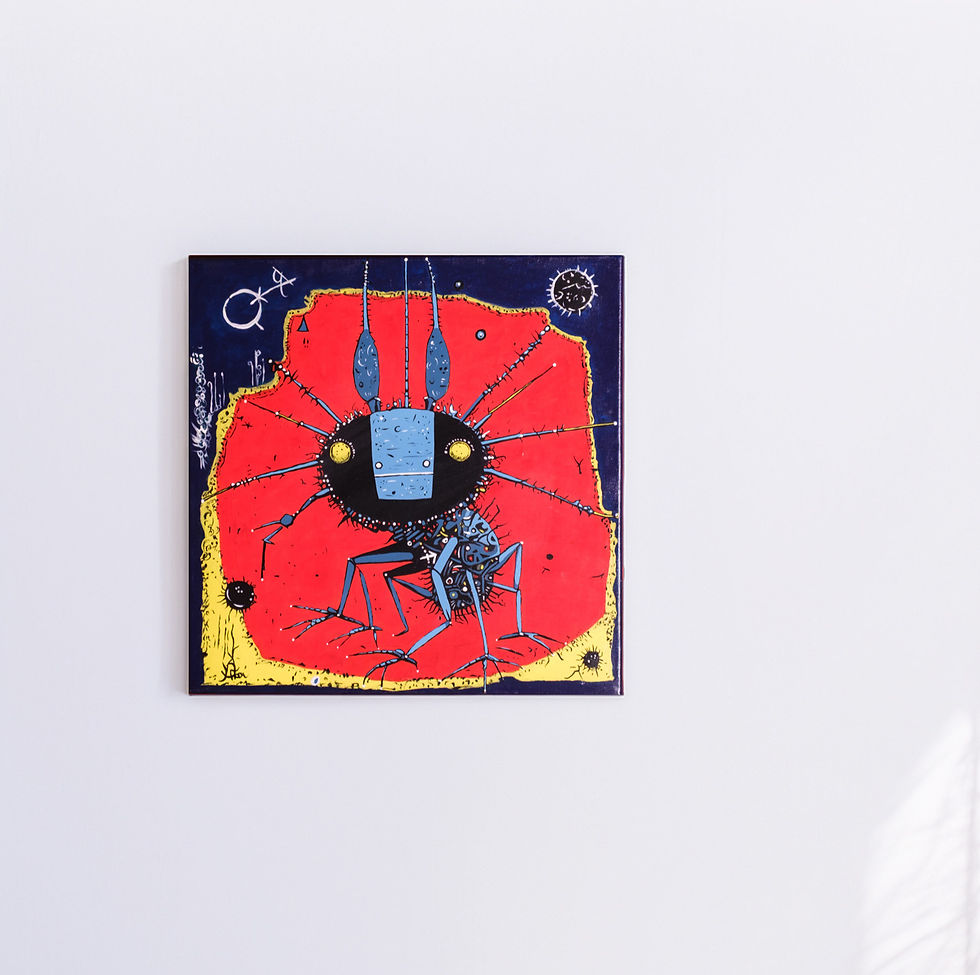 "Crimson Transmission" | 50x50 cm | Acrylic on Canvas