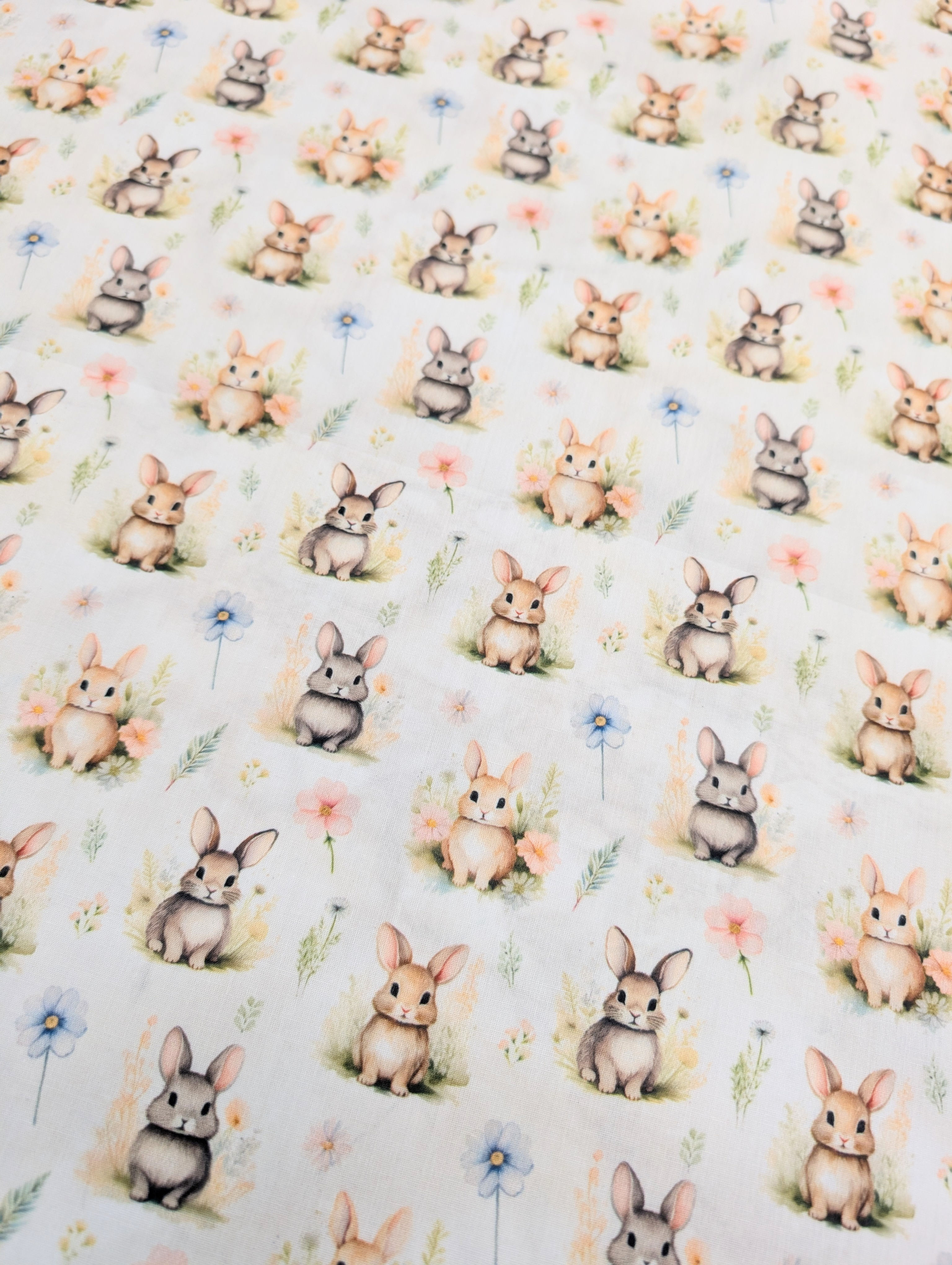 Cute Bunny Rabbits Easter PolyCotton Flat Front View