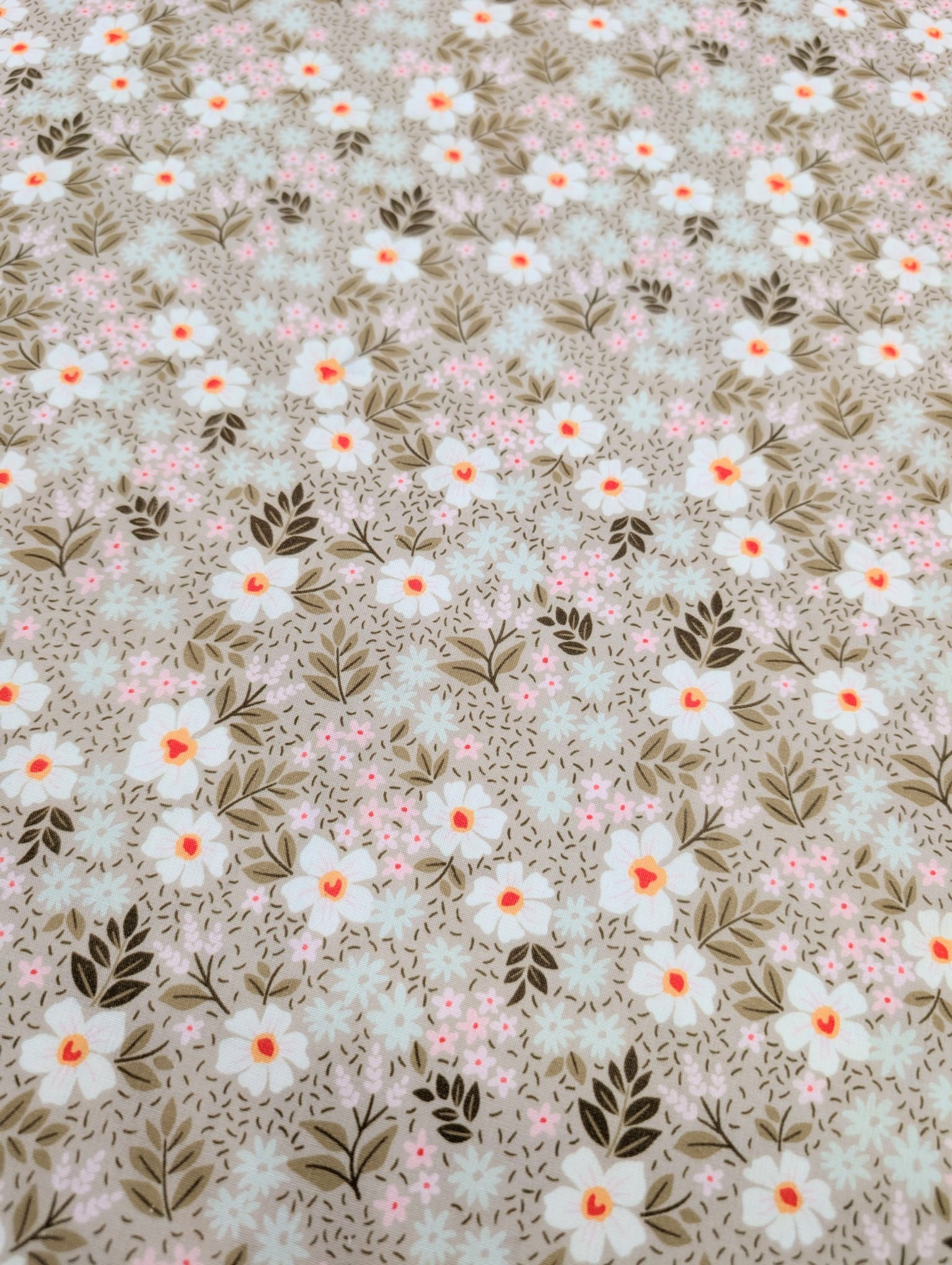 Daisy Drift Floral PolyCotton Flat Front View