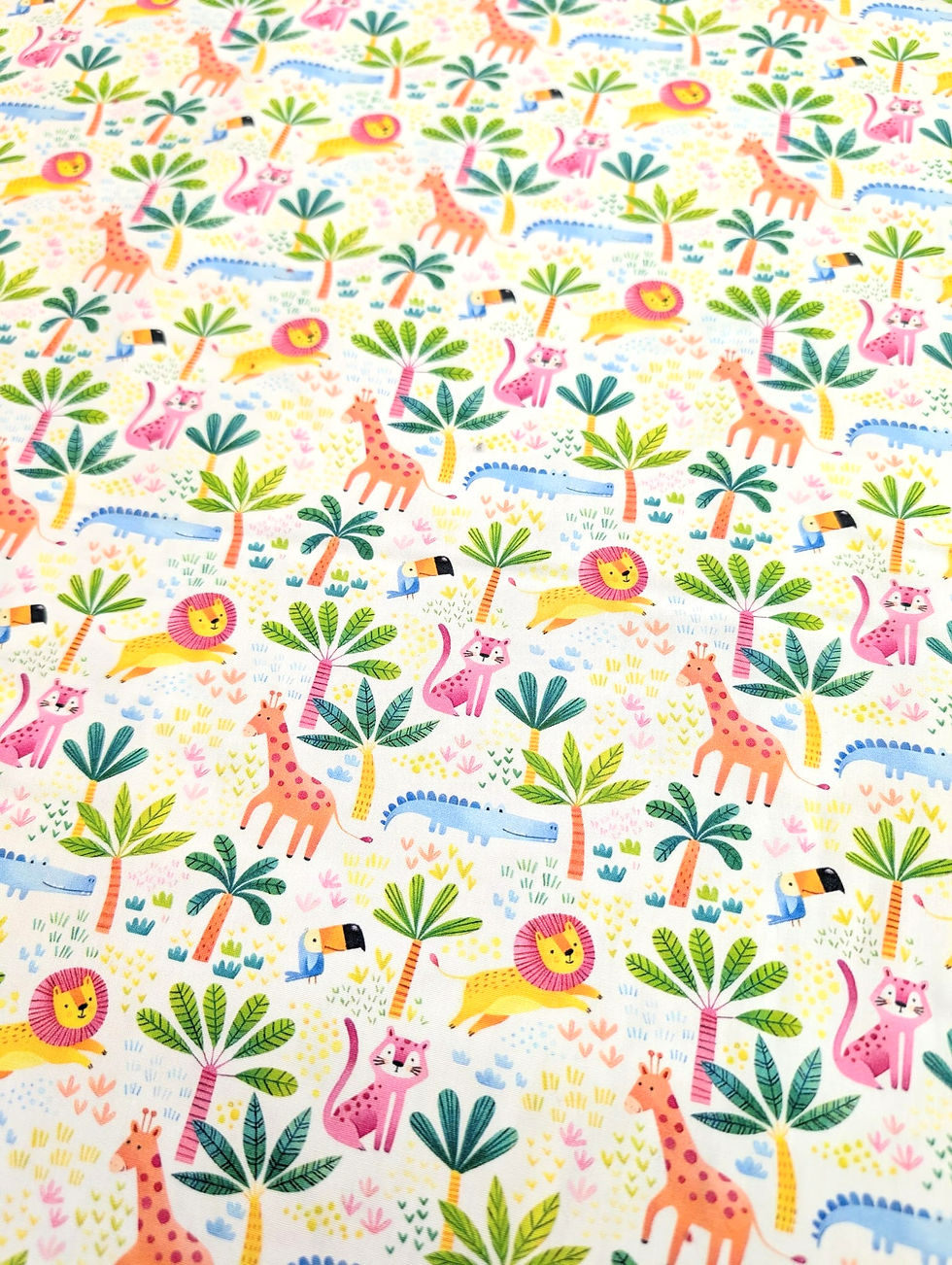 Thumbnail: Wild & Wonderful Colourful Animals 100% Cotton Poplin Flat Front View