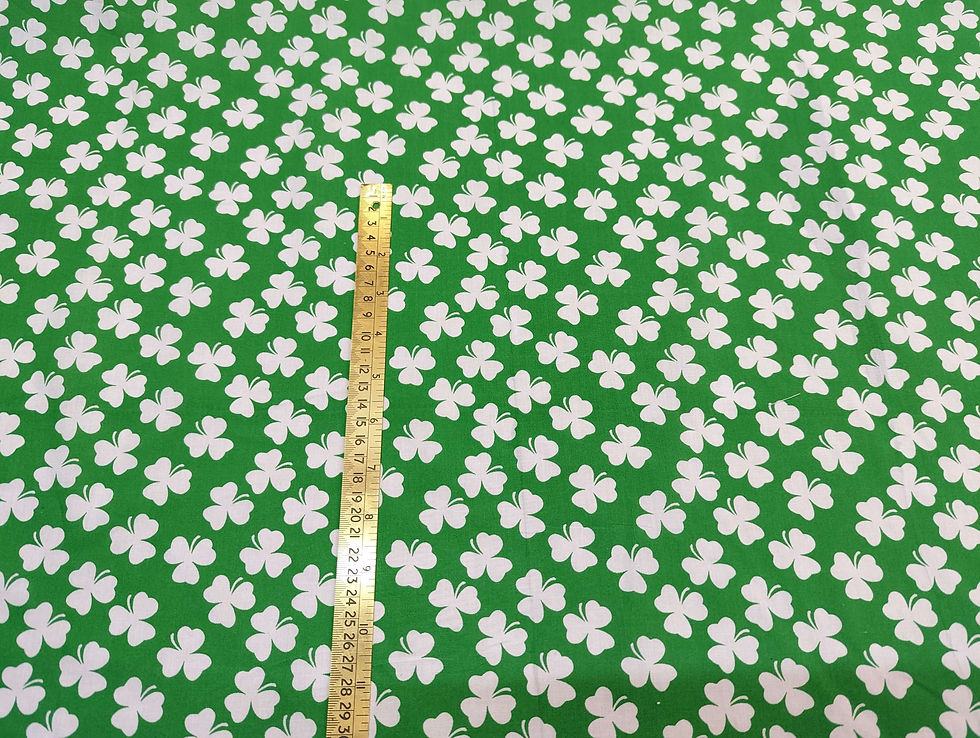 Thumbnail: Irish Shamrock PolyCottons Green Flat Front View with Ruler