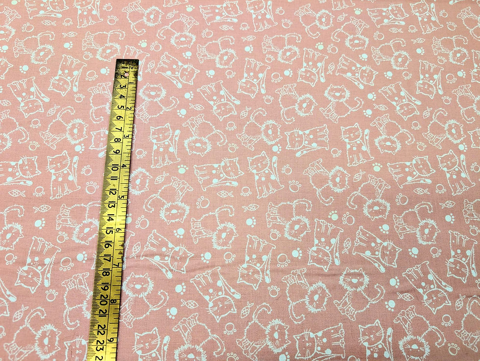 Thumbnail: Perrfect Cats 100% Cotton Range Fluffy Rascals Flat Front View with Ruler
