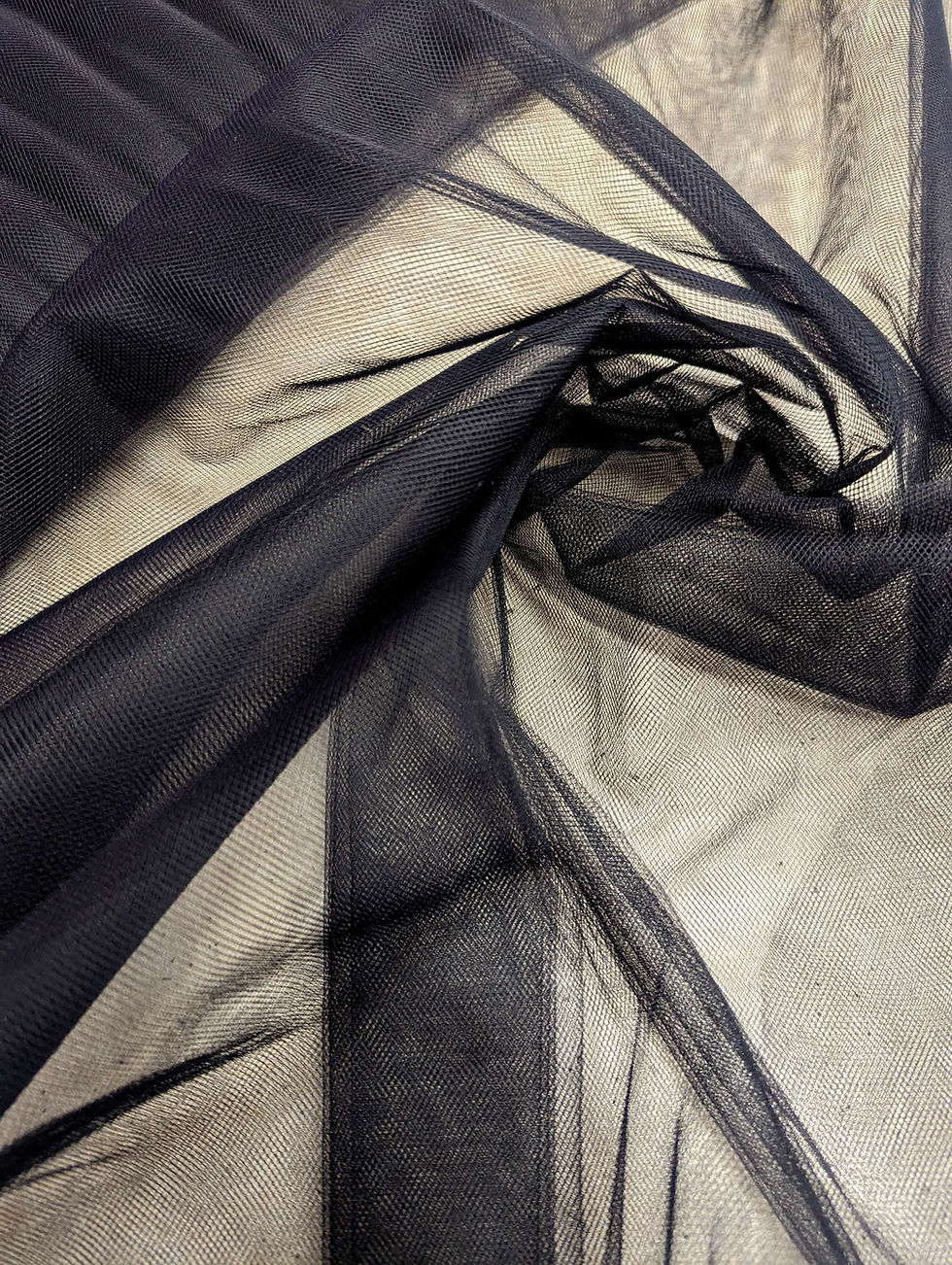 Thumbnail: 100% Nylon Tulle Veiling Black Scrunched Front View