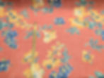 Vintage Peach Floral Curtaining Fabric Flat Front View with Ruler