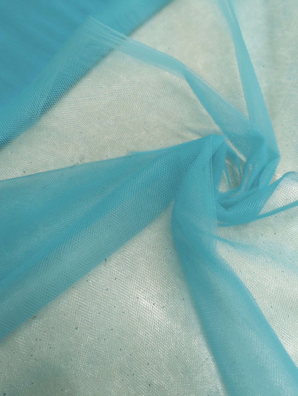 Thumbnail: 100% Nylon Tulle Veiling Peacock Scrunched Front View