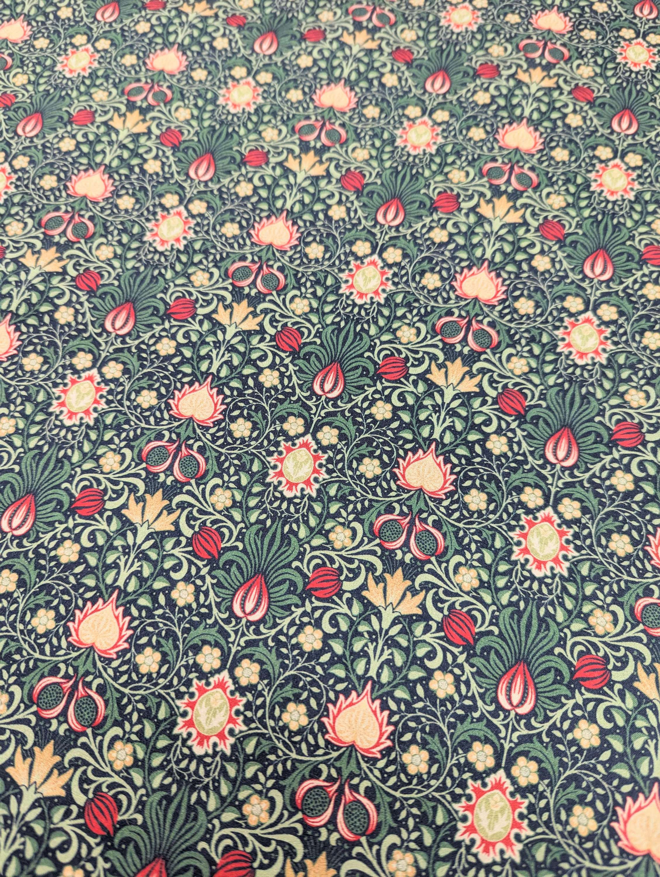 William Morris "Persian" 100% Percale Cotton Fabric Front View