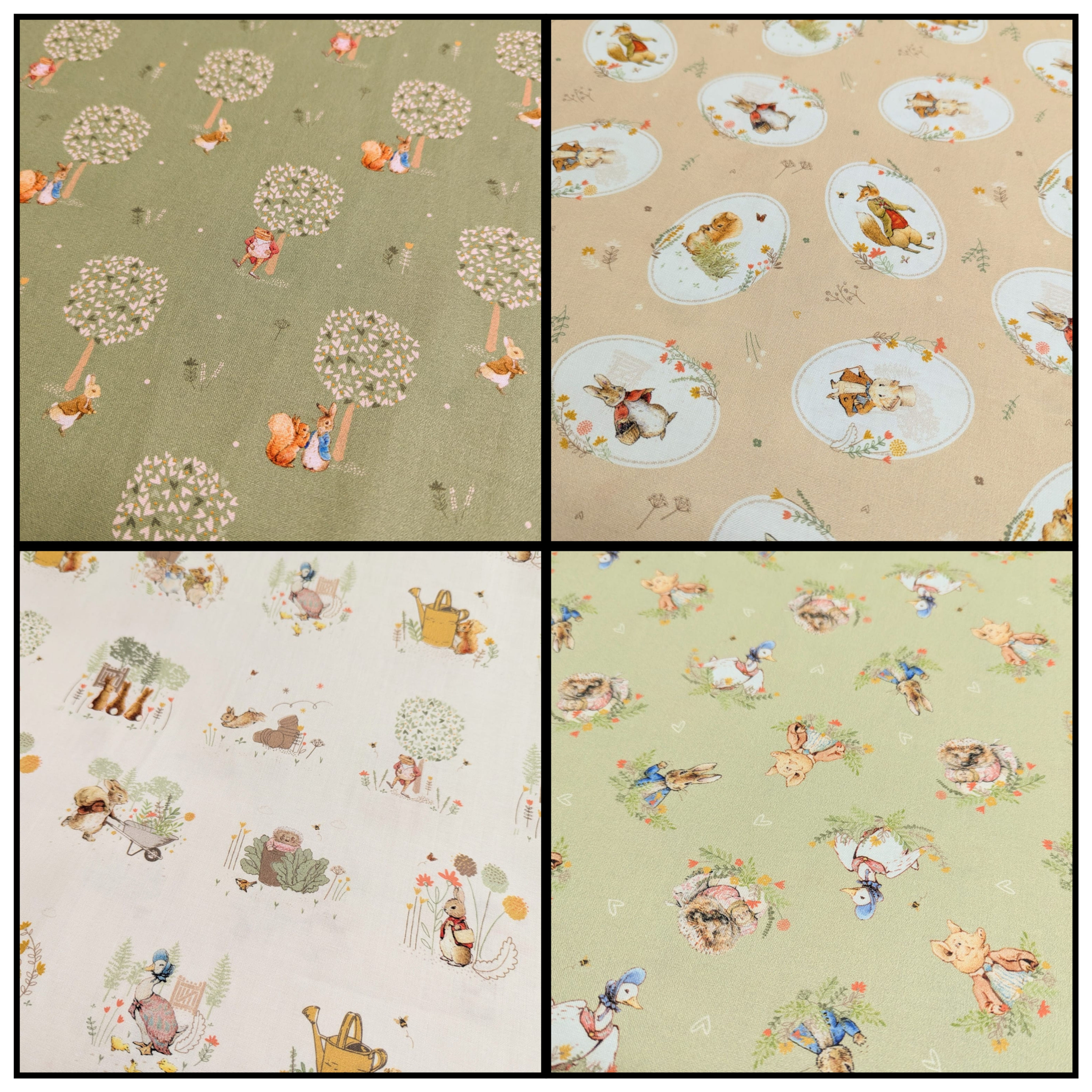 Peter Rabbit Meadow Tails 100% Organic Cotton Range All 4 Print Variants