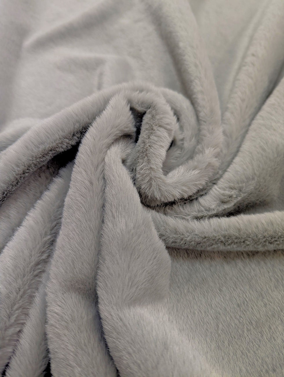 Thumbnail: Plush Short Pile Faux Fur Grey Scrunched Front View