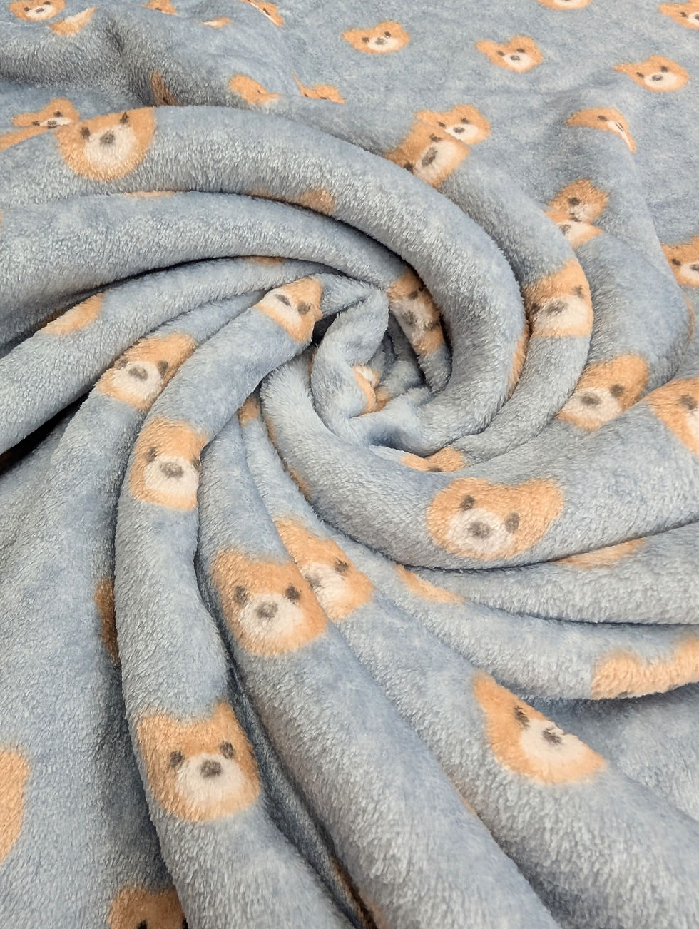 Thumbnail: Grey & Beige Bears Cuddle Fleece Scrunched Front View