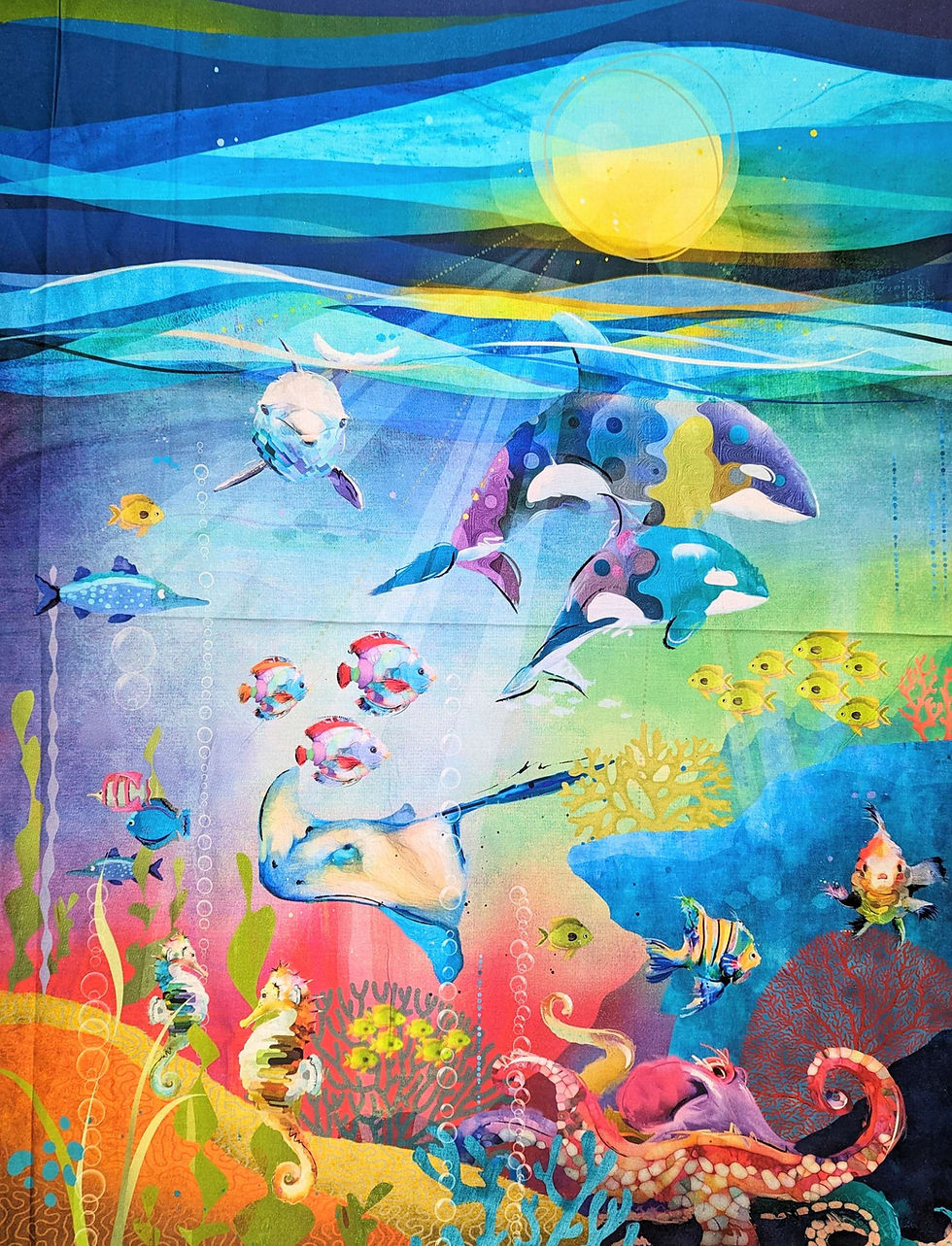 'Shining Sea' 100% Cotton Panel by Connie Haley