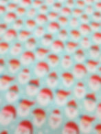 Mint Christmas Santa Faces PolyCotton Flat Front View
