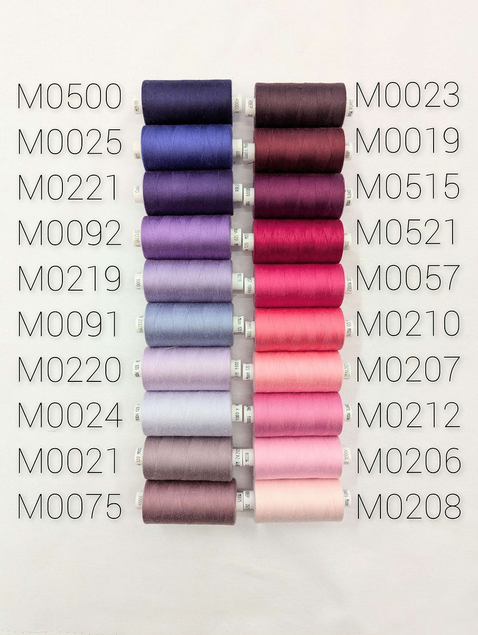 Thumbnail: Coats Moon Polyester 1000y Industrial Thread Spools Purples & Pinks Top View