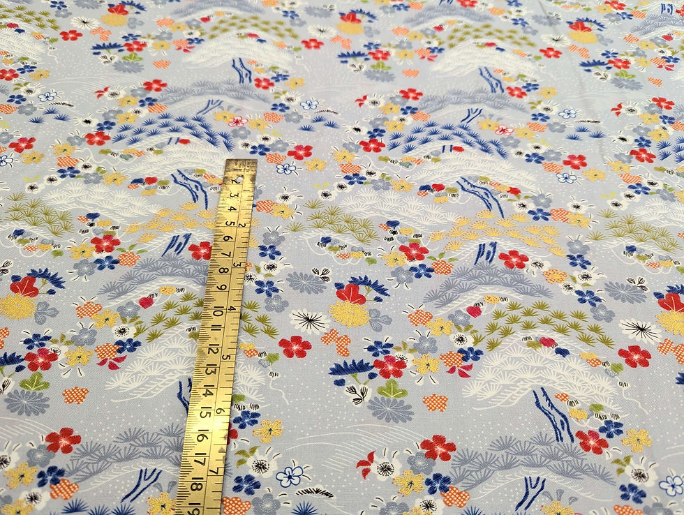 Thumbnail: Serenity In Japan 100% Organic Cotton Range Pine & Blossom Flat Front View with Ruler
