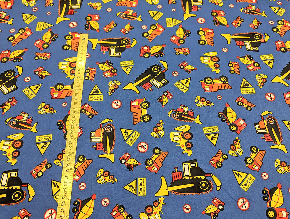 Thumbnail: 'Dig 'Em Up' Construction 100% Cotton Poplin Flat Front View with Ruler