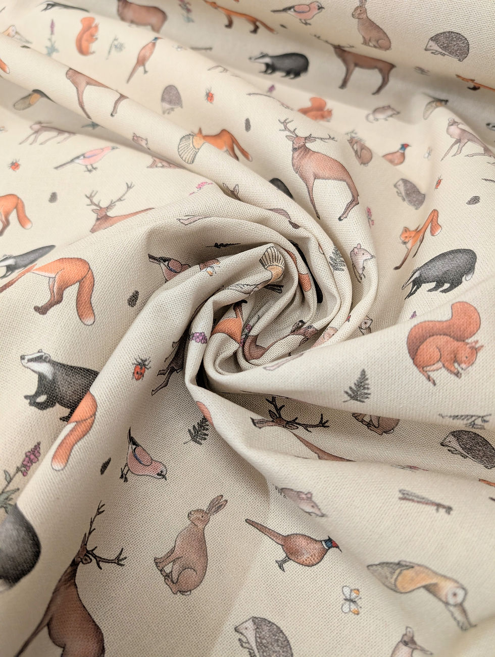 Thumbnail: 'Forest Friends' 100% Cotton Curtaining Scrunched Front View
