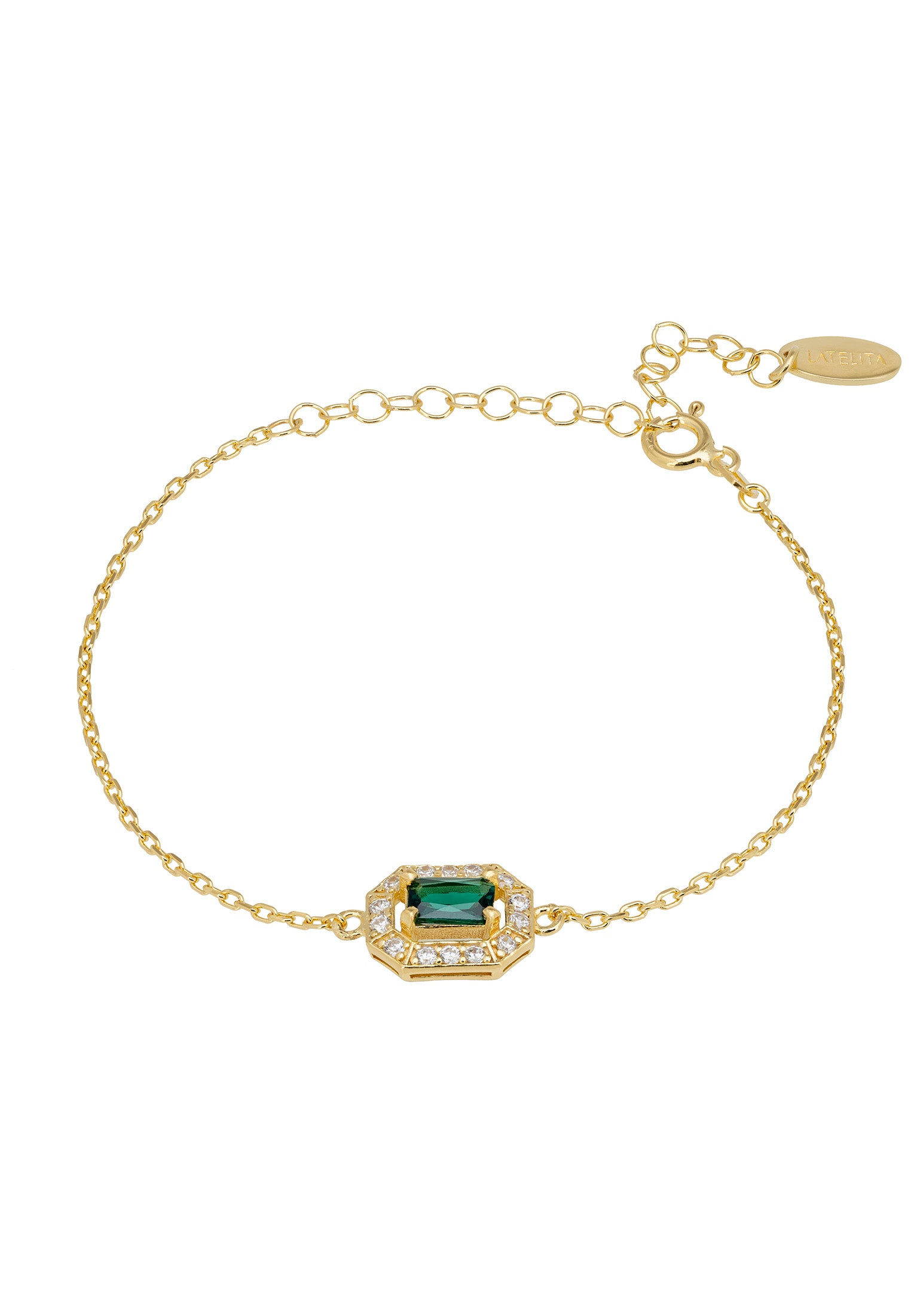 LATELITA WHISTLEDOWN GEMSTONE EMERALD CZ (GOLD) BRACELET