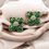 Thumbnail: Malachite Flower Stud Gold Earrings.