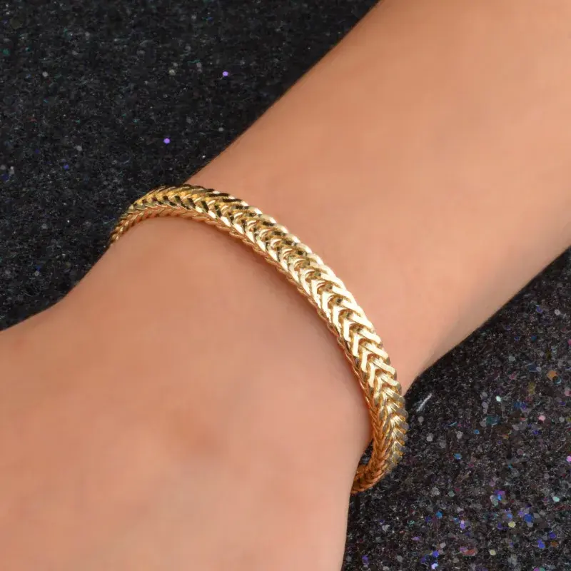 Thumbnail: Classic Shiny 18k Gold Snake Chain Bracelet for men and female