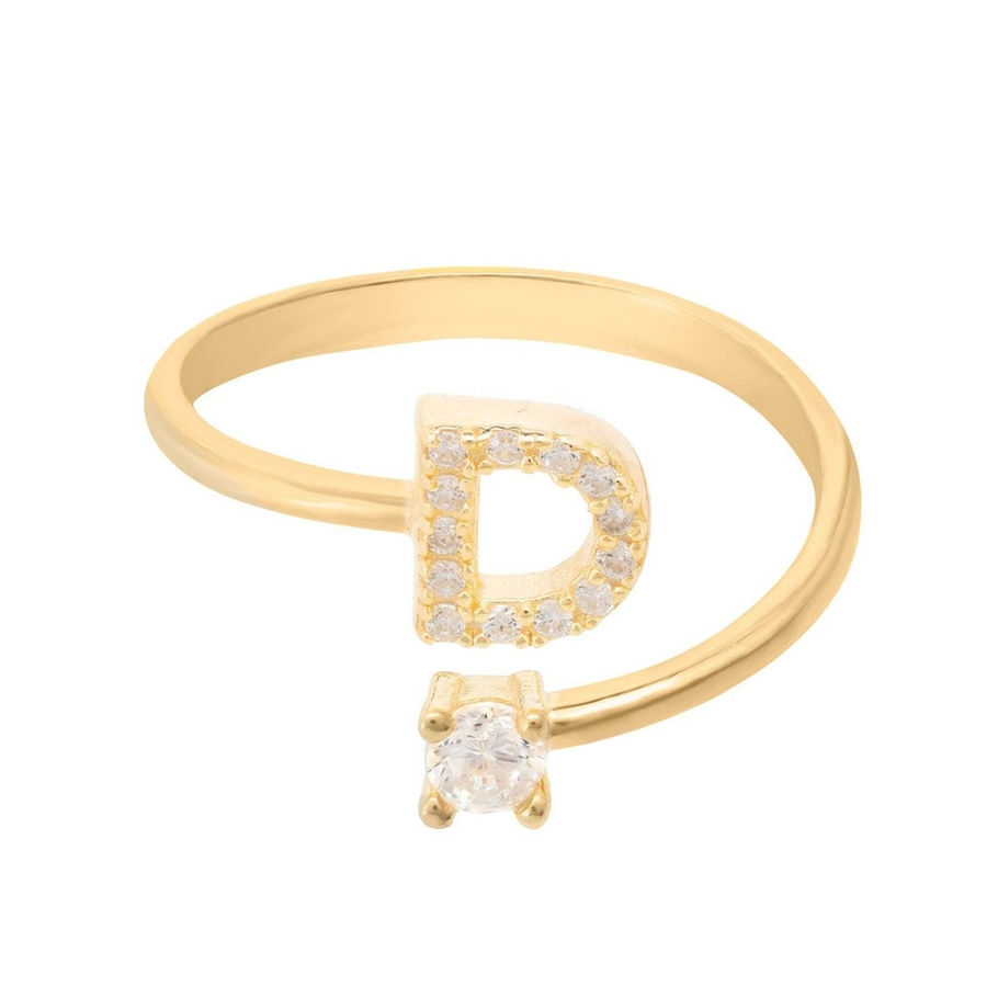 Bague en or avec le symbole « D » et pierre précieuse. Maison Argÿel